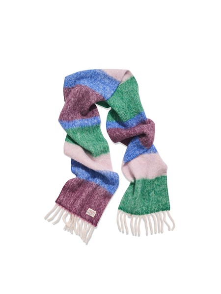 Block Stripe Alpaca Scarf - Blue Green