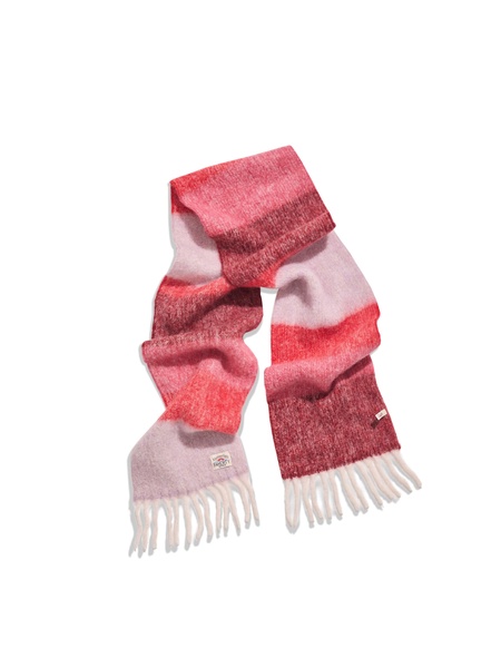 Block Stripe Alpaca Scarf - Red