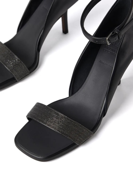Monili-trim leather sandals