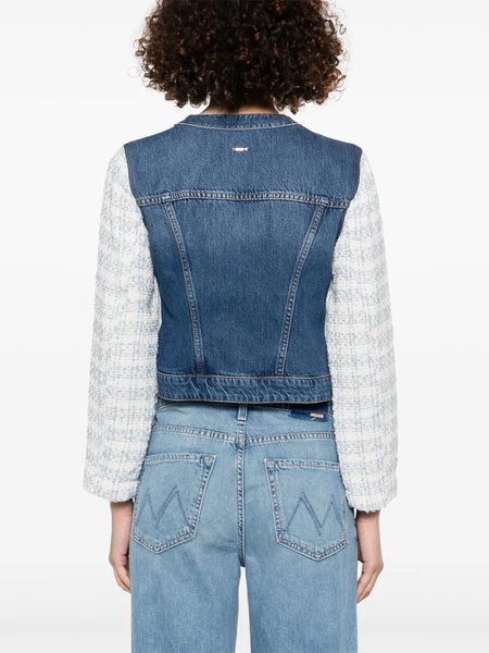 Denim blue jacket with tweed design