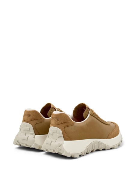 Brown leather and nubuck sneakers for women