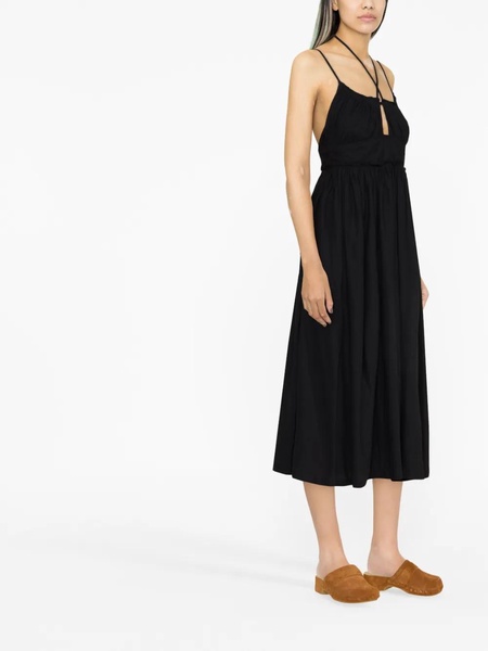Black Leather Dress with Flap Closure