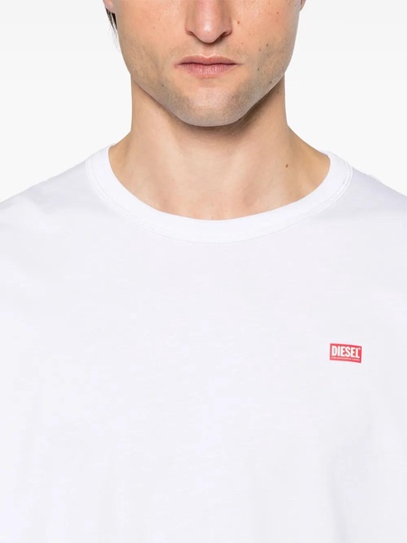 White cotton t-shirt with small logo print