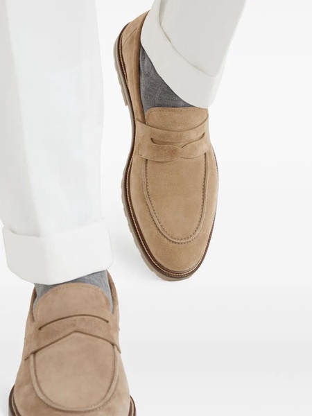 penny-slot suede loafers