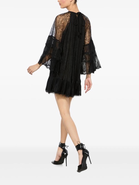 Delia Ruffle Angel-Sleeve Tunic Dress
