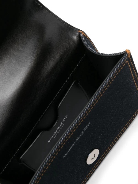 Mini Biker Jewelled Satchel Bag In Denim