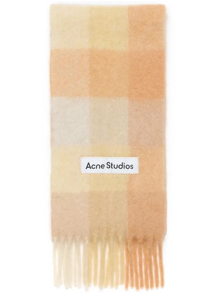 Checked alpaca, wool, and mohair-blend scarf