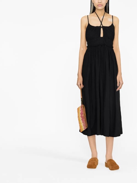 Black Leather Dress with Flap Closure