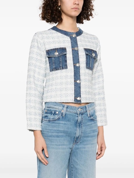 Denim blue jacket with tweed design