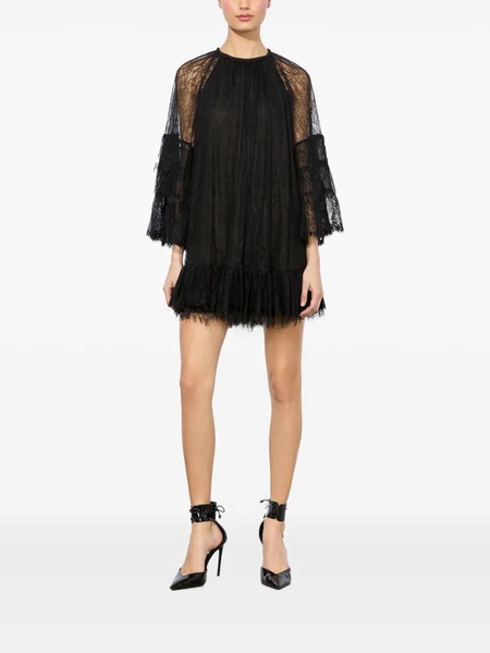 Delia Ruffle Angel-Sleeve Tunic Dress