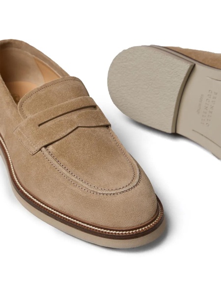 penny-slot suede loafers