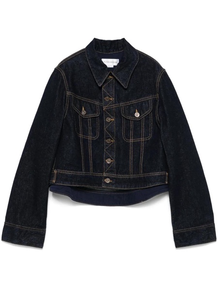 Blue Denim Cropped Jacket Contrast Stitching