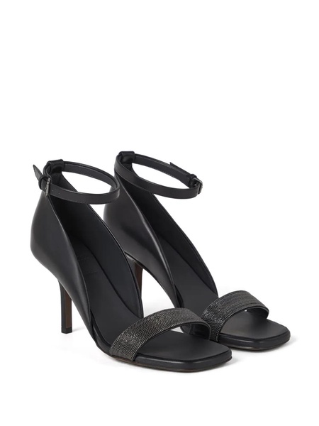 Monili-trim leather sandals