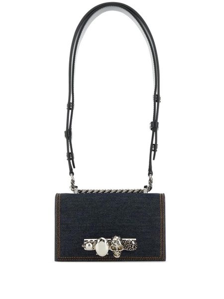 Mini Biker Jewelled Satchel Bag In Denim