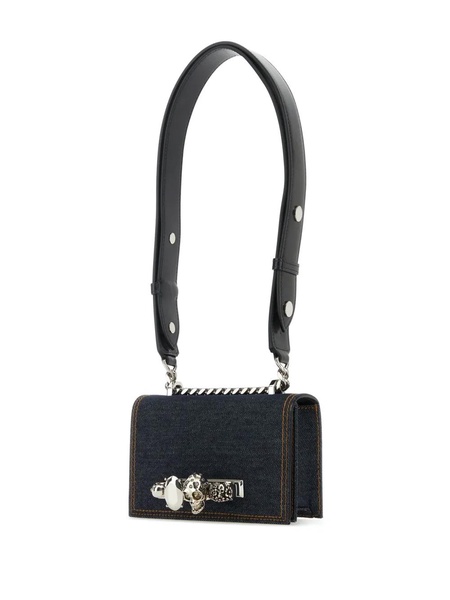 Mini Biker Jewelled Satchel Bag In Denim