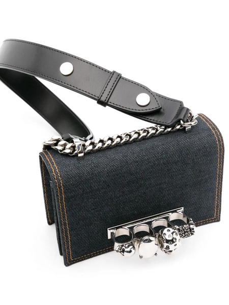 Mini Biker Jewelled Satchel Bag In Denim