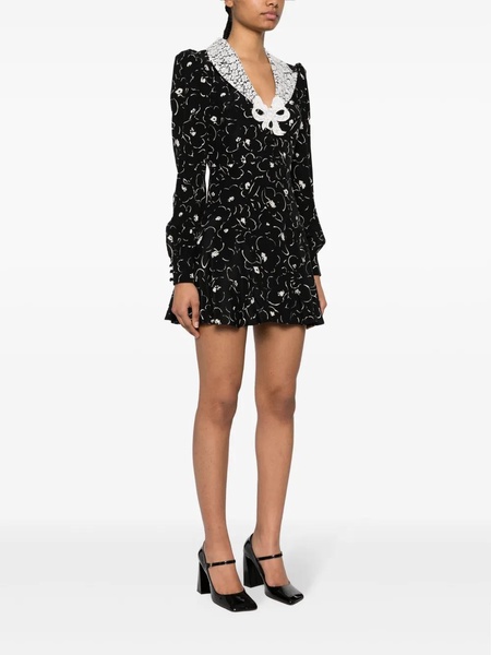 Floral silk and lace minidress