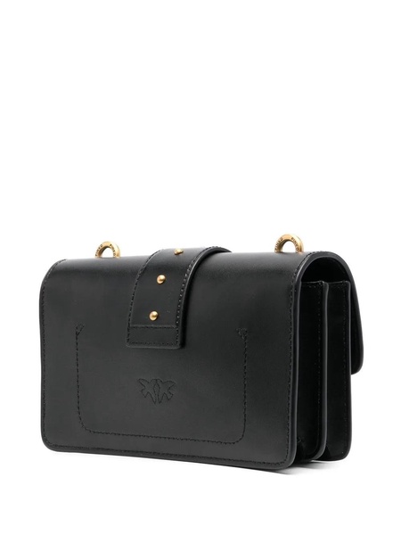 'Mini Love Bag Icon' Black Shoulder Bag With Logo Patch In Smooth Leather Woman Pinko