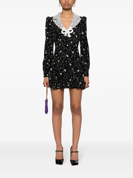 Floral silk and lace minidress