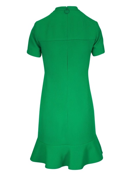 Short Ruffle Hem Wool Tricotine Dress