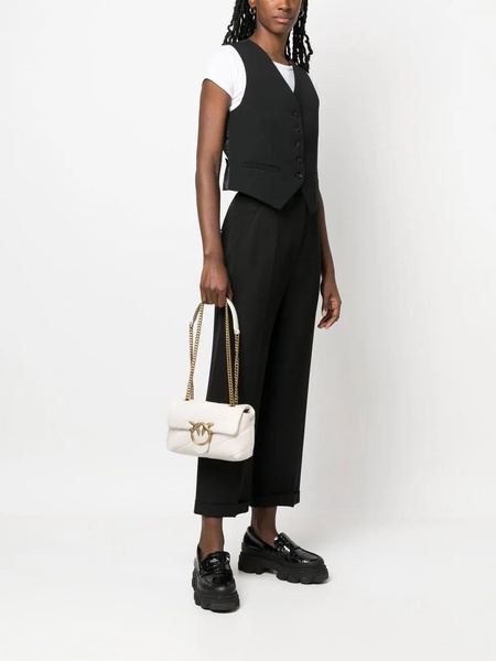 'Love Classic Puff' White Shoulder Bag with Diagonal Maxi Quilting in Leather Woman Pinko