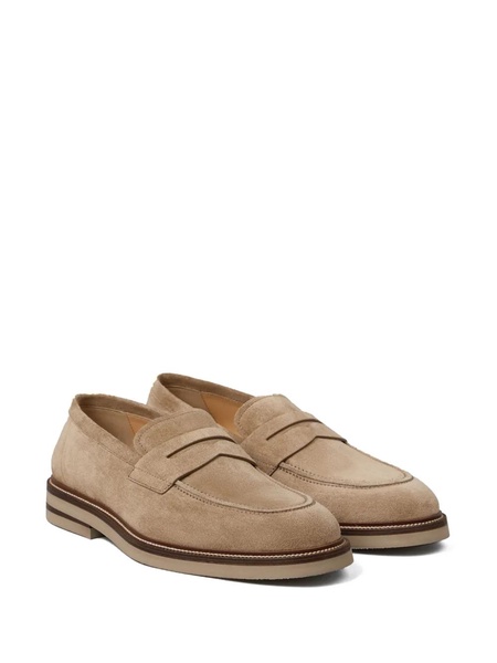 penny-slot suede loafers