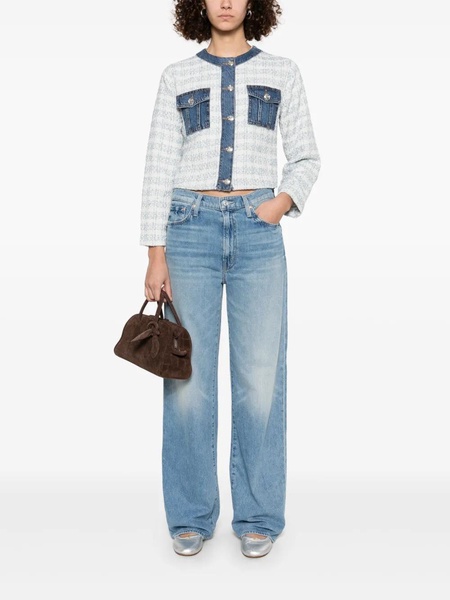Denim blue jacket with tweed design