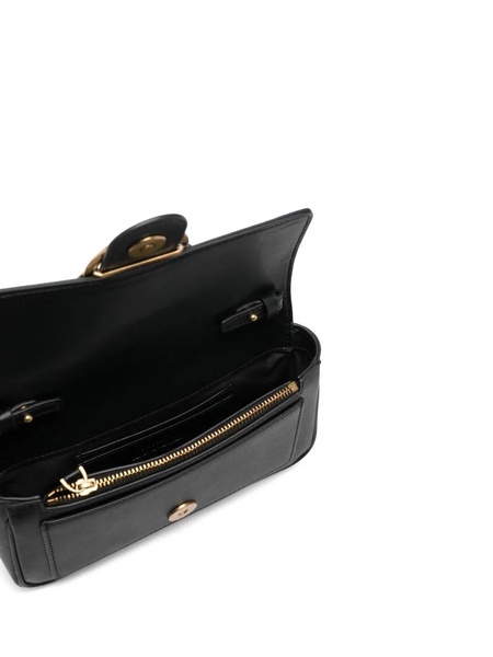 'Love One Pocket' Black Shoulder Bag With Logo Patch In Smooth Leather Woman