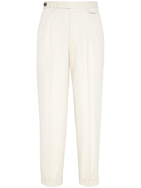 pressed-crease tapered trousers