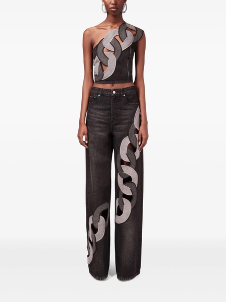 chain-detail wide-leg jeans