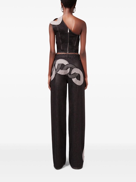 chain-detail wide-leg jeans