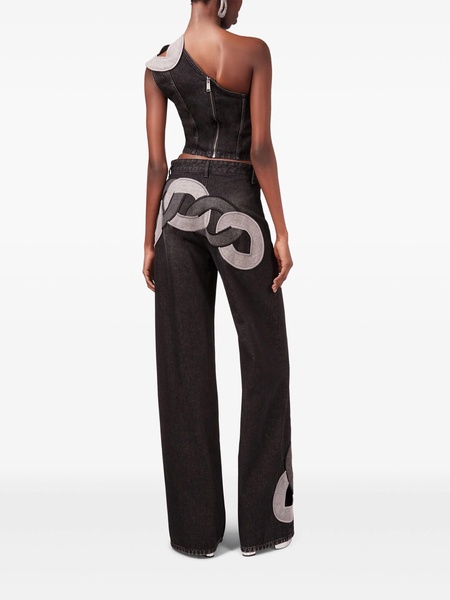 chain-detail wide-leg jeans