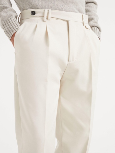 pressed-crease tapered trousers