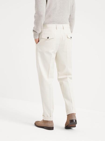pressed-crease tapered trousers