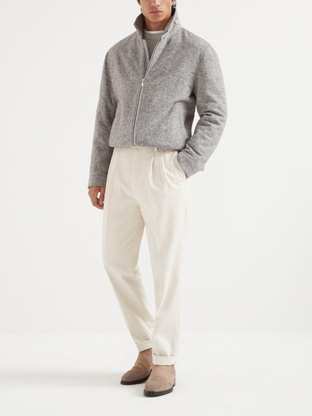 pressed-crease tapered trousers