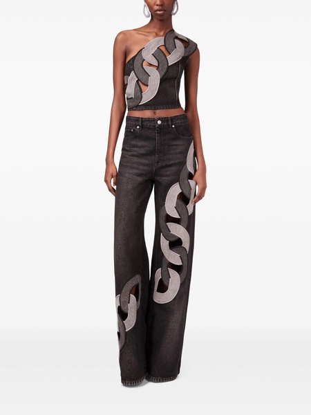 chain-detail wide-leg jeans