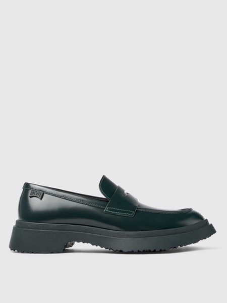 Green leather loafers for women
