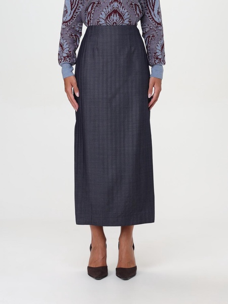 Blue Midi Skirt with Side Openings