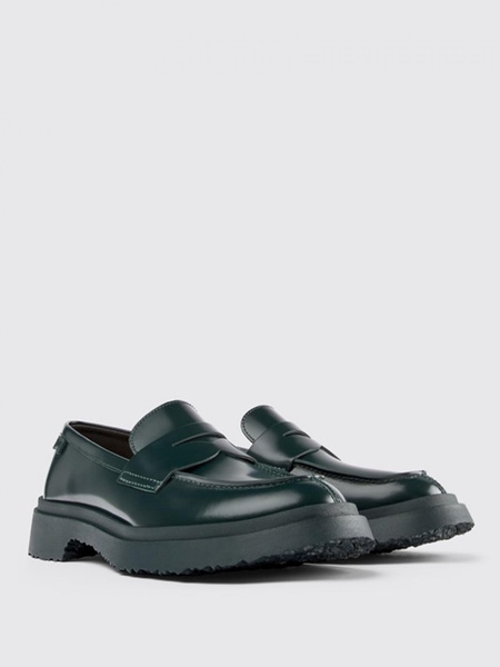 Green leather loafers for women