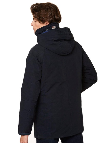 Blue Navy Blue Hooded Parka Jacket Voyager