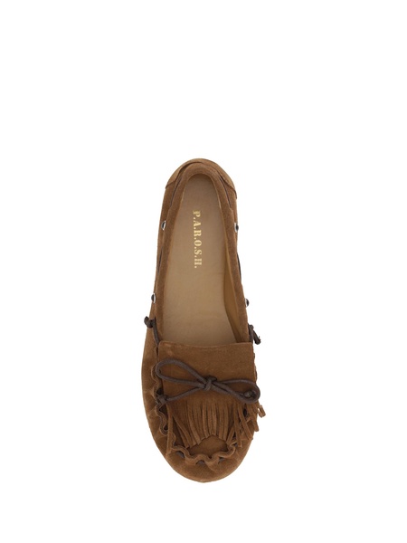 Suede Leather Loafers With Fringes
