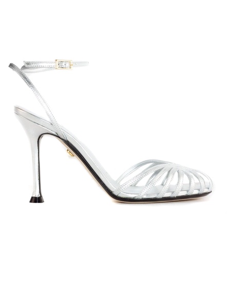Silver Leather Cage Sandals