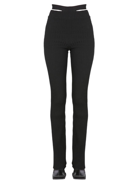 Ribbed Trousers With Cut Out Belt