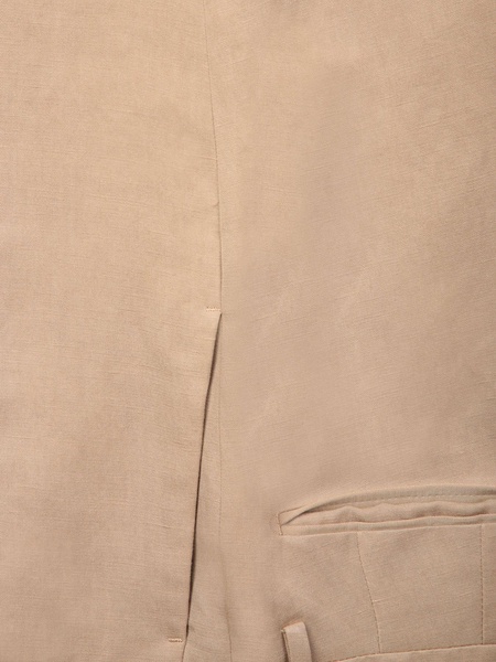 Beige Cotton And Lycra Suit