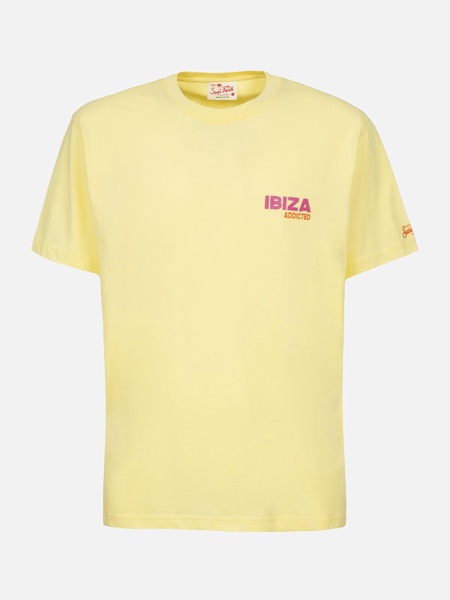 Man Cotton T-shirt With Ibiza Addicted Postcard Placed Print