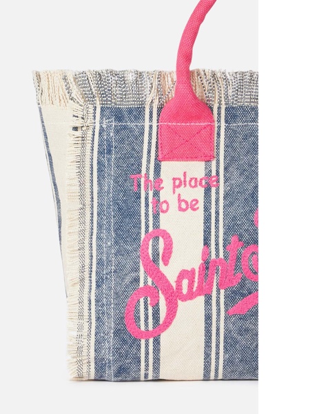 Cotton Canvas Colette Handbag With Striped Print