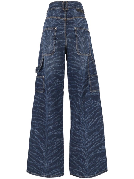 Tiger Printed High-waist Cargo Jeans
