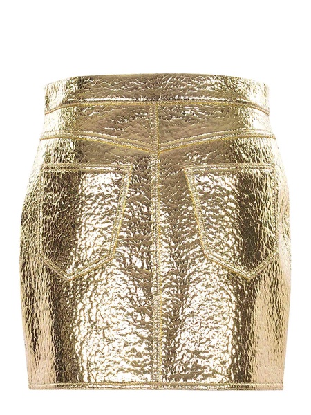 Skirt Alysi In Faux Leather Gold.
