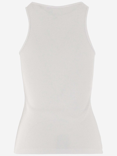 Stretch Cotton Tank Top With Logo