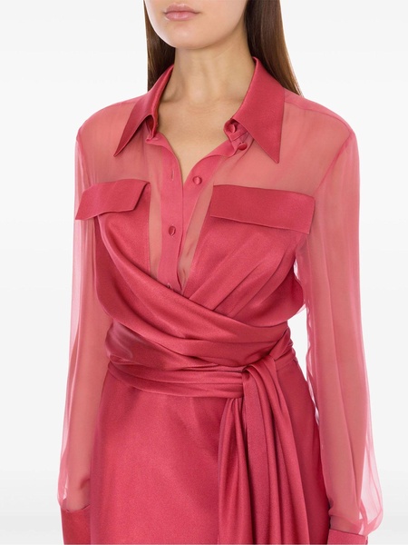 Red Silk Shirt Dress